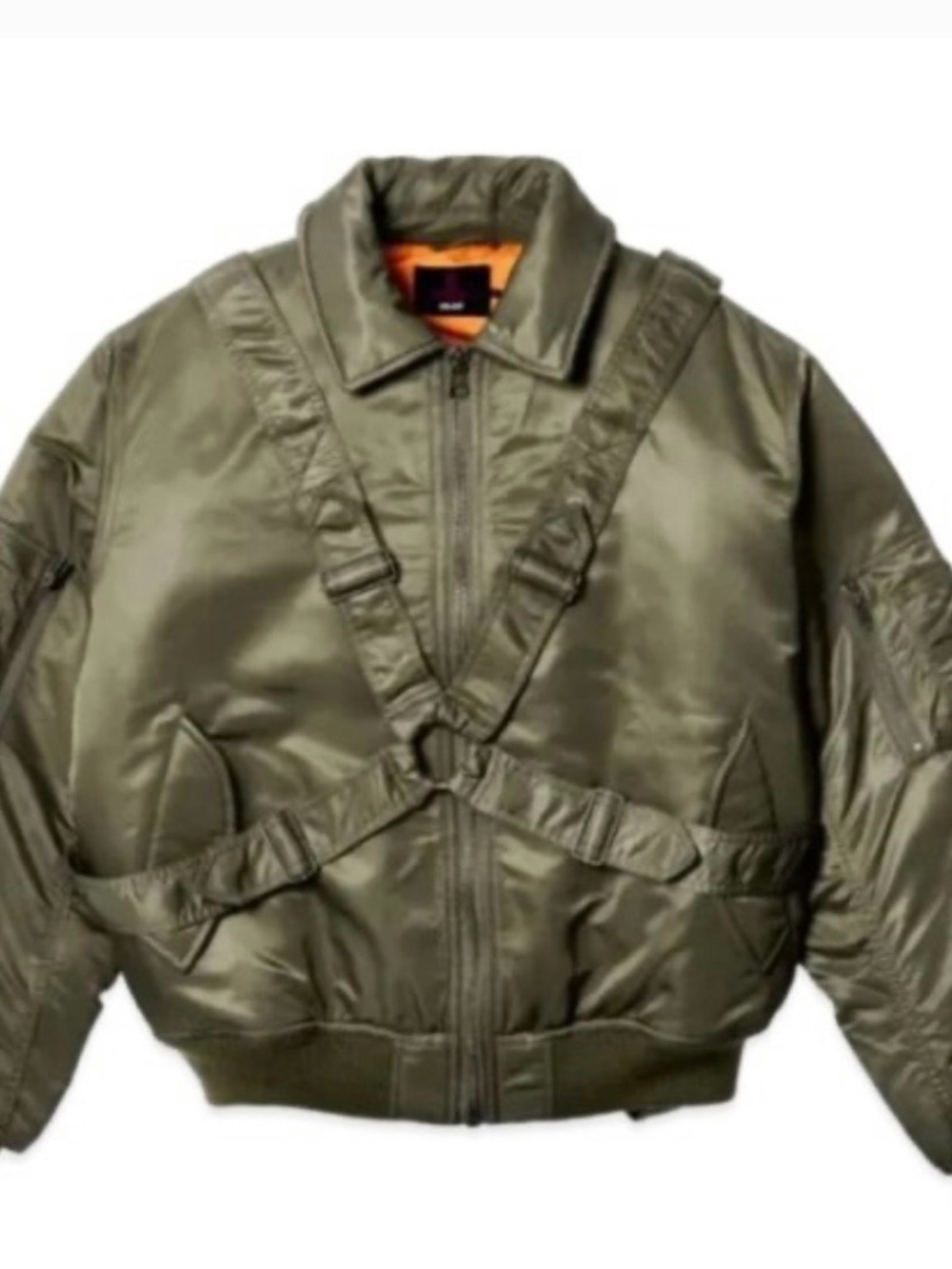 Vivienne Westwood x PALACE collab Olive Green Bomber Jacket with Orange Lining